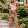 The Reagan High Waist Faux Leather Pants in Camel Image - 1