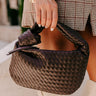 Downtown Diva Faux Leather Woven Purse in Dark Chestnut Image - 1