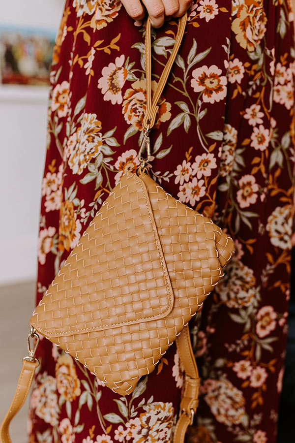 Sweet Melody Woven Faux Leather Clutch in Brown Image - 5