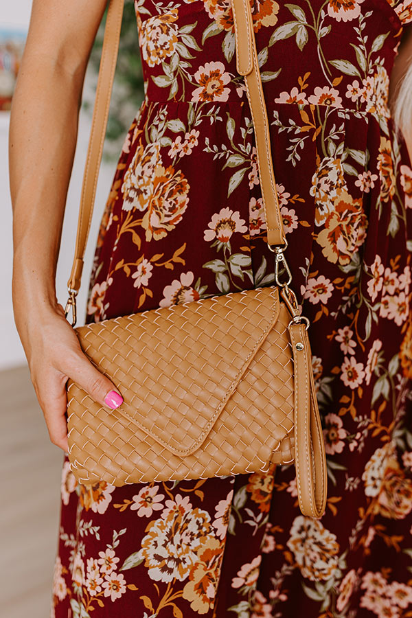 Sweet Melody Woven Faux Leather Clutch in Brown Image - 1