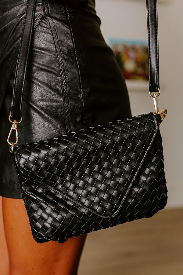 Sweet Melody Woven Faux Leather Clutch in Black Image - 2