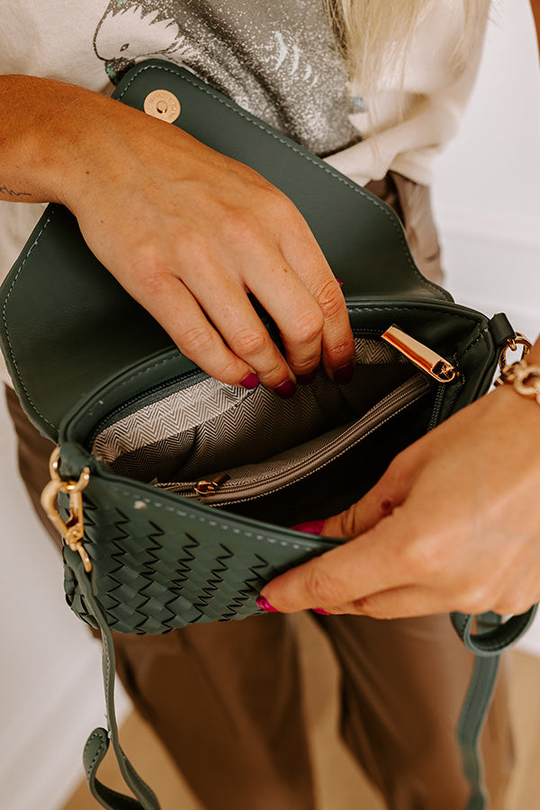 Sweet Melody Woven Faux Leather Clutch in Forest Image - 3