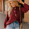 Chic Harvest Knit Henley Top in Rustic Wine Curves Image - 1