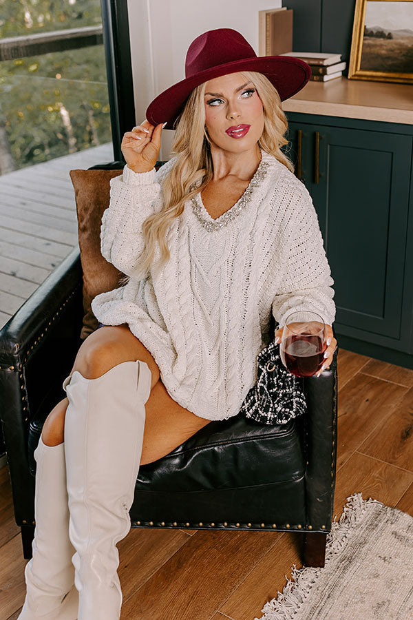 Bring The Sparkle Embellished Cable Knit Sweater Curves Image - 1