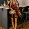 Uptown Elegance Velvet Mini Dress in Chestnut Image - 1