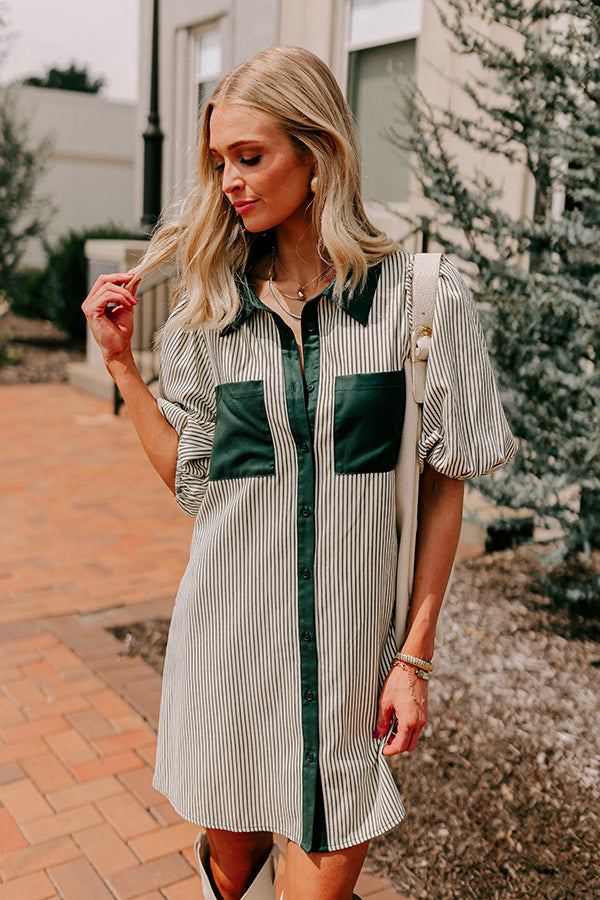Country Club Cutie Button Down Mini Dress in Deep Forest Image - 1
