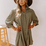Falling Leaves Button Down Mini Dress in Olive Image - 1
