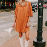 Falling Leaves Button Down Mini Dress in Pumpkin Image - 1