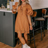 Chic Feeling Embroidered Mini Dress in Camel Image - 1