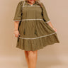 Simply Lovely Tiered Mini Dress in Olive Curves Image - 1