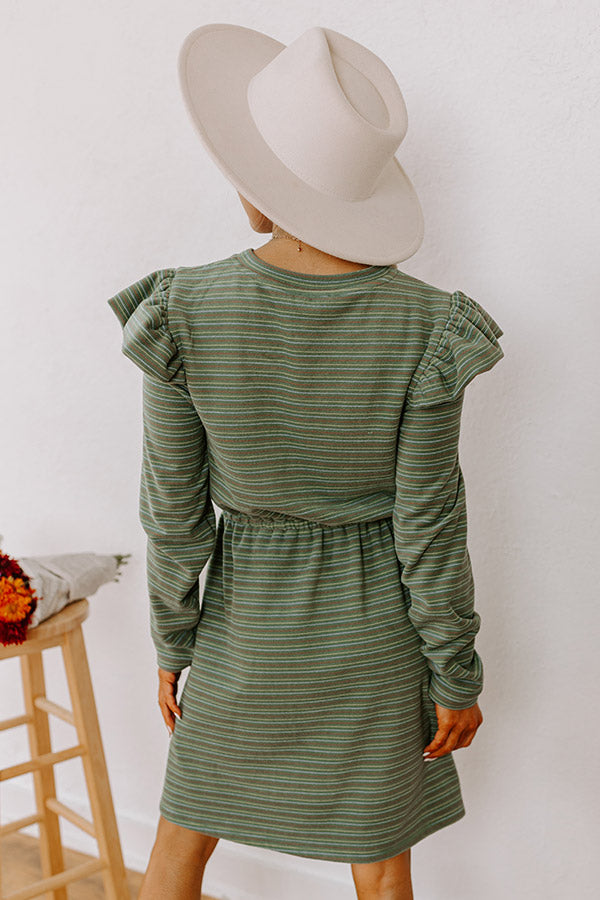 Harvest Harmony Stripe Mini Dress in Olive Image - 4