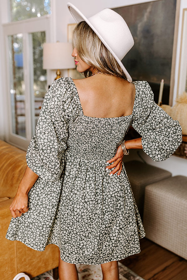 Harvest Cutie Floral Mini Dress in Olive Image - 3