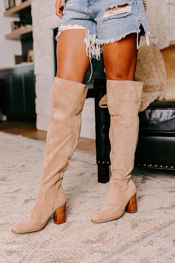 Jeans Khaki Thigh High Boots The Juliet Faux Suede Thigh High Boot
