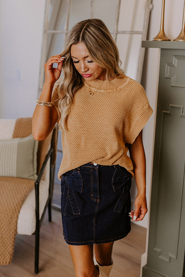 Patio Views Vintage Wash Knit Top in Camel Image - 3