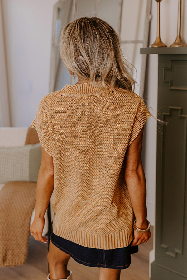 Patio Views Vintage Wash Knit Top in Camel Image - 5