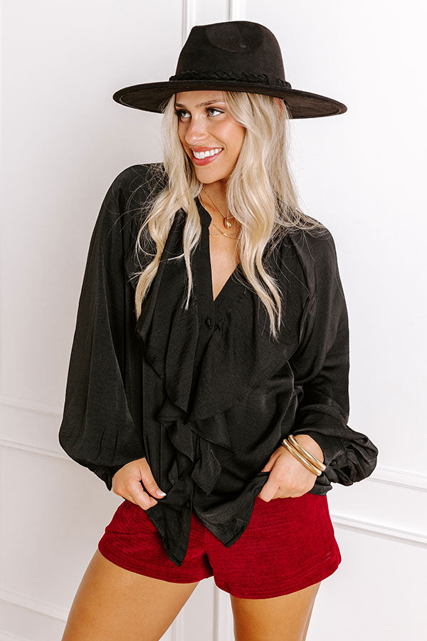 Manhattan Chic Ruffle Top in Black Image - 2