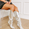 Fiora Metallic Knee High Boot in Silver Image - 1