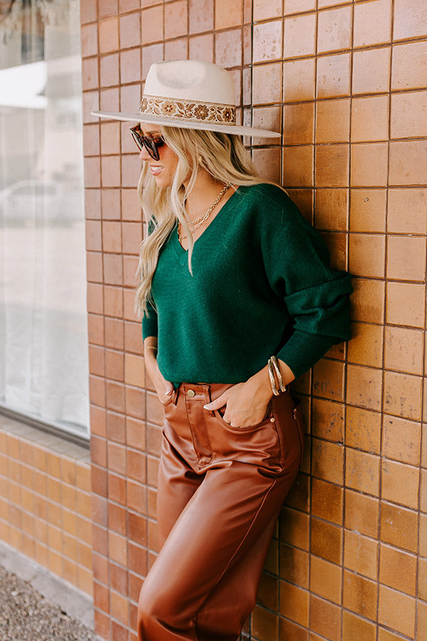 Cosmos and City Lights Sweater Top in Hunter Green Image - 2