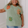 Boho Blooms Knit Top in Sage Curves Image - 1