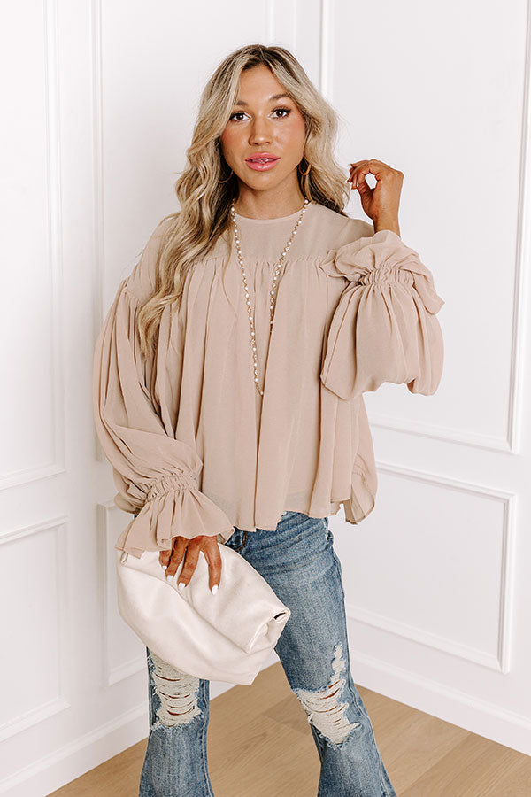 Uptown Allure Chiffon Top in Iced Latte Image - 1