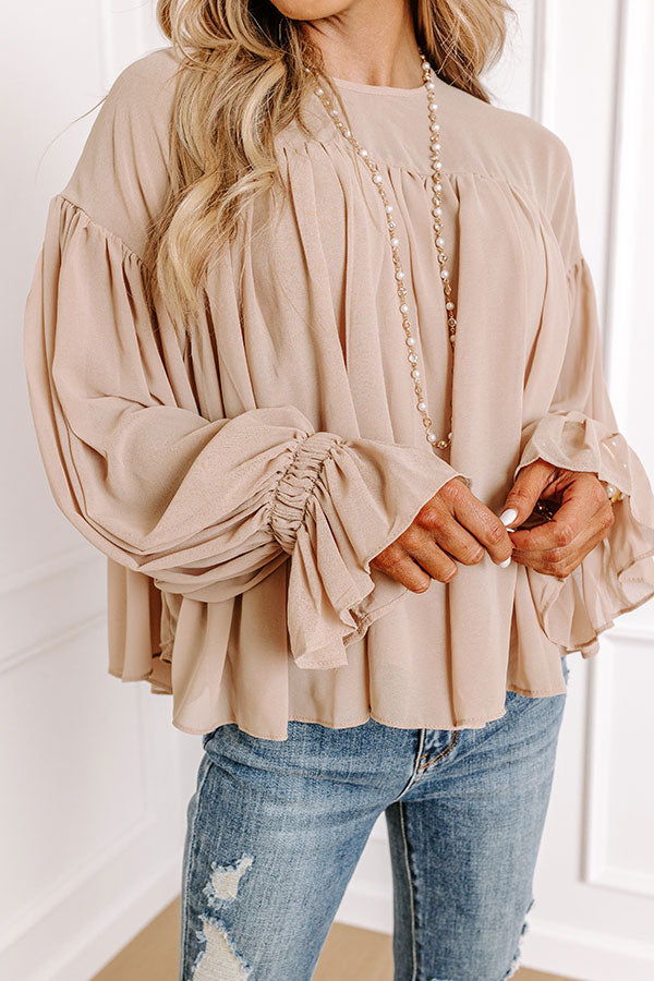 Uptown Allure Chiffon Top in Iced Latte Image - 3