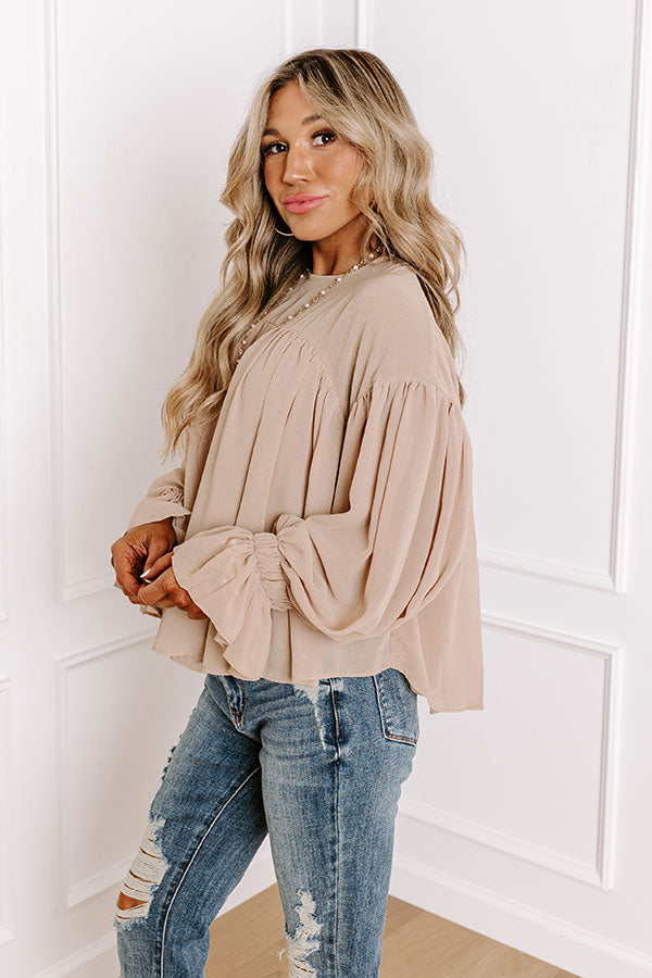 Uptown Allure Chiffon Top in Iced Latte Image - 4