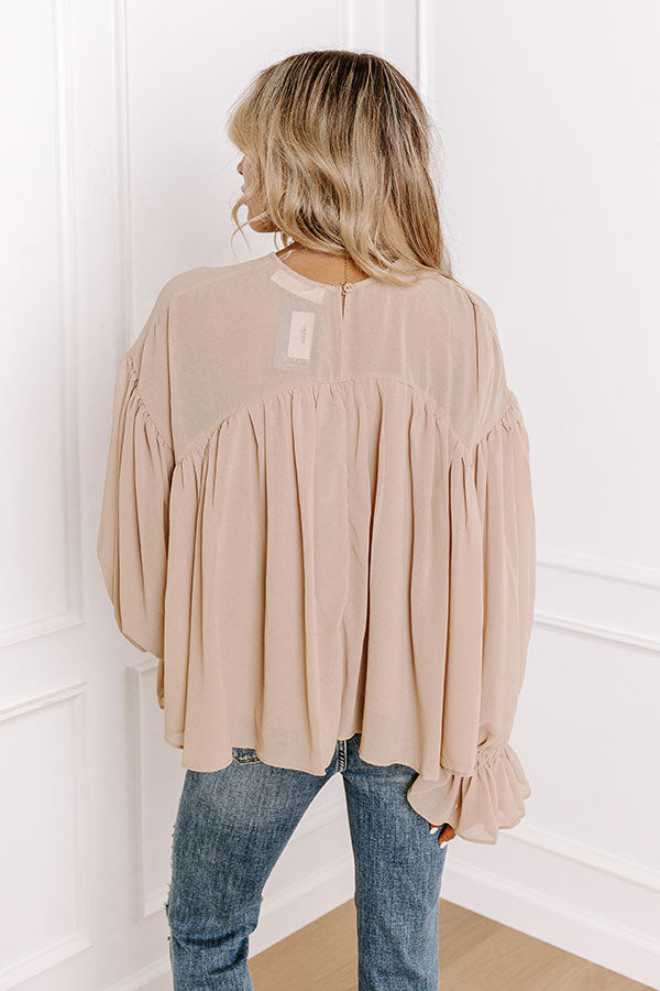 Uptown Allure Chiffon Top in Iced Latte Image - 5