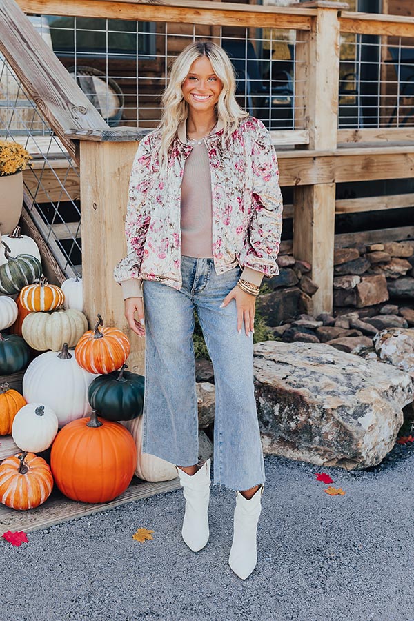 Garden Bliss Velvet Bomber Jacket Image - 1