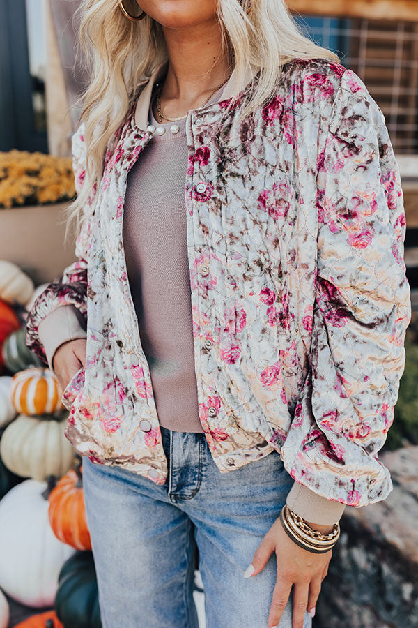 Garden Bliss Velvet Bomber Jacket Image - 3