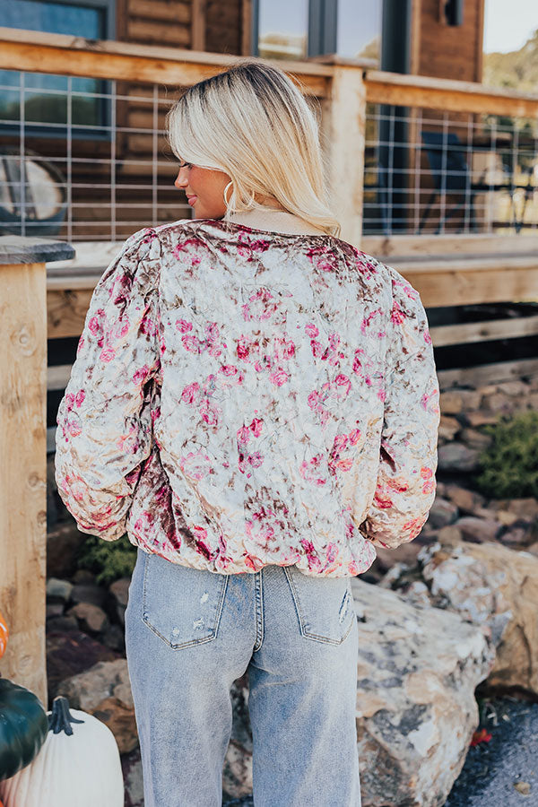 Garden Bliss Velvet Bomber Jacket Image - 4