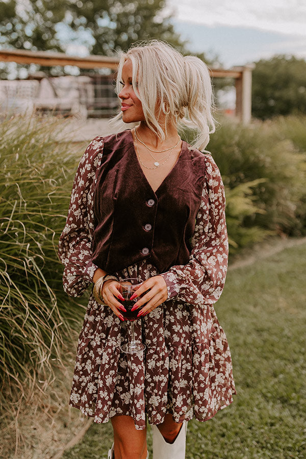 Uptown Cafe Floral Mini Dress in Chestnut Image - 2