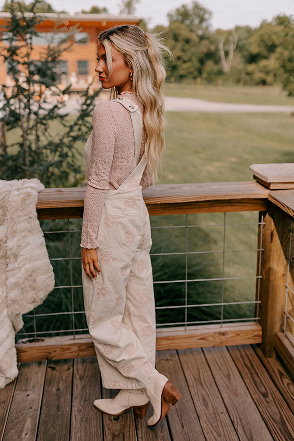 Soho Sleek Embroidered Corduroy Jumpsuit in Cream Image - 5