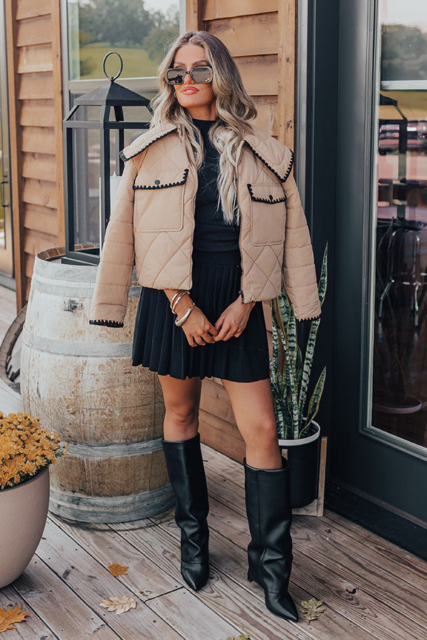 Uptown Girl Quilted Jacket in Khaki Image - 1