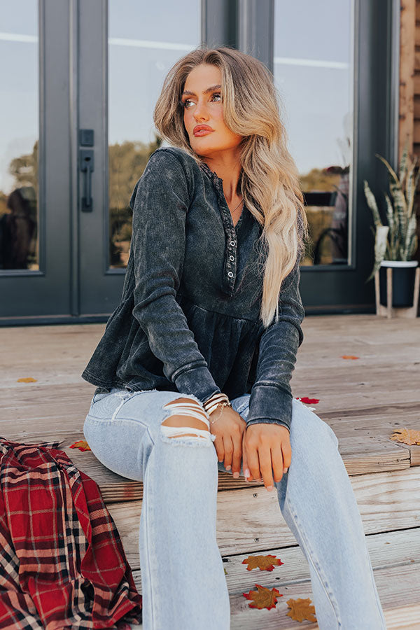 Harvest Cheer Vintage Wash Knit Top in Black Image - 1