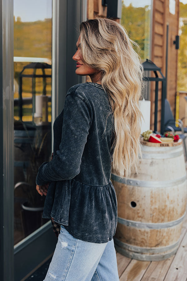 Harvest Cheer Vintage Wash Knit Top in Black Image - 4