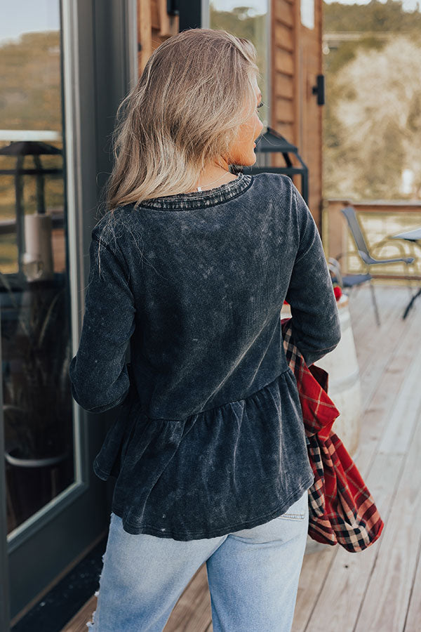 Harvest Cheer Vintage Wash Knit Top in Black Image - 5