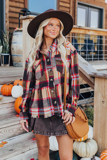 Sequin Patch Pumpkin Raw Hem Jacket