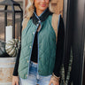 Campfire Stories Quilted Vest in Hunter Green Image - 1