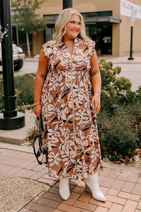 Winery Welcome Floral Midi in Camel Curves Image - 1