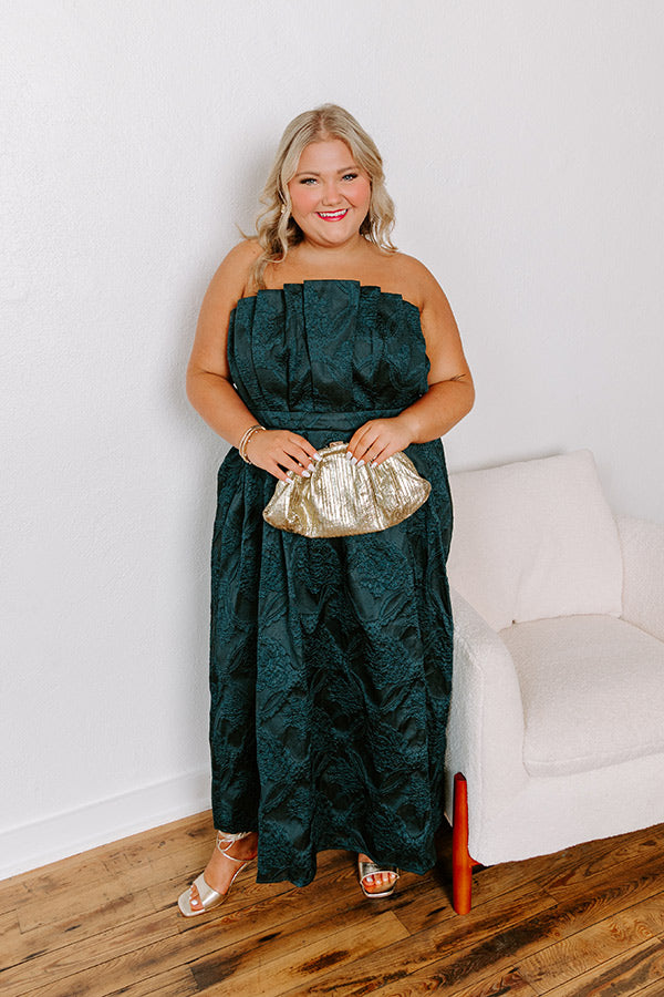 Night At The Gala Jacquard Midi in Dark Hunter Green Curves Image - 2
