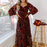 Harvest Garden Velvet Burnout Midi in Windsor Wine Image - 1