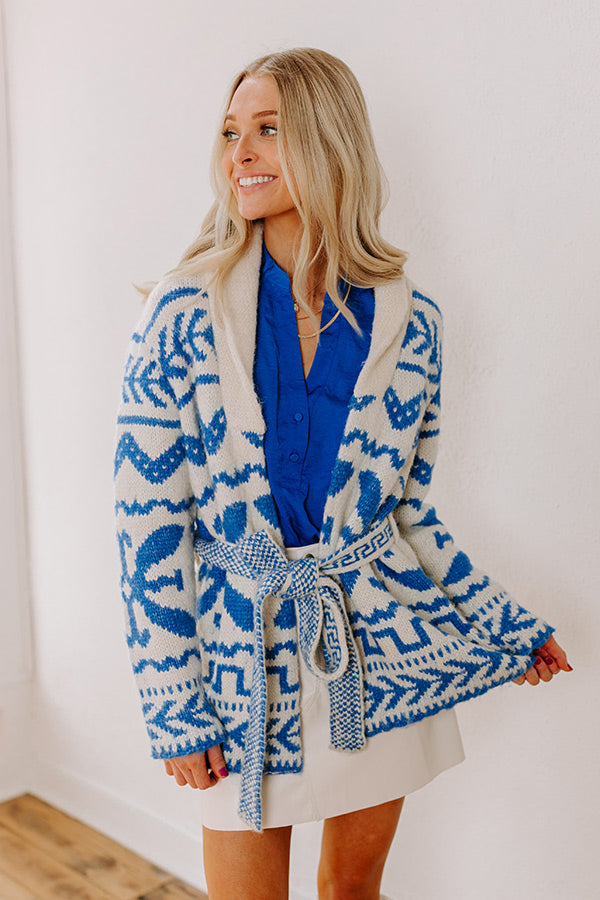 Cabin Cozy Knit Cardigan in Blue Image - 1