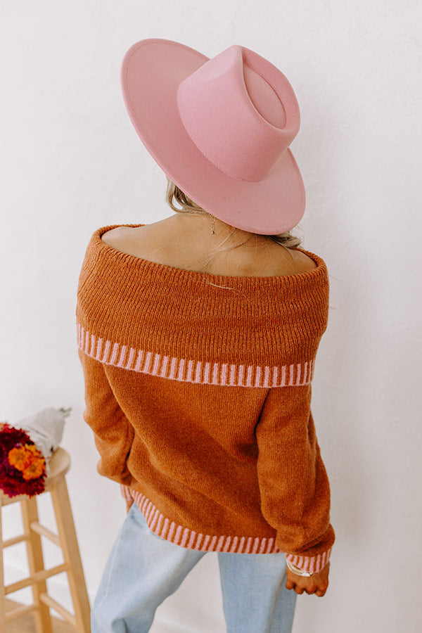 Chic Moment Off Shoulder Knit Sweater in Cinnamon Image - 5