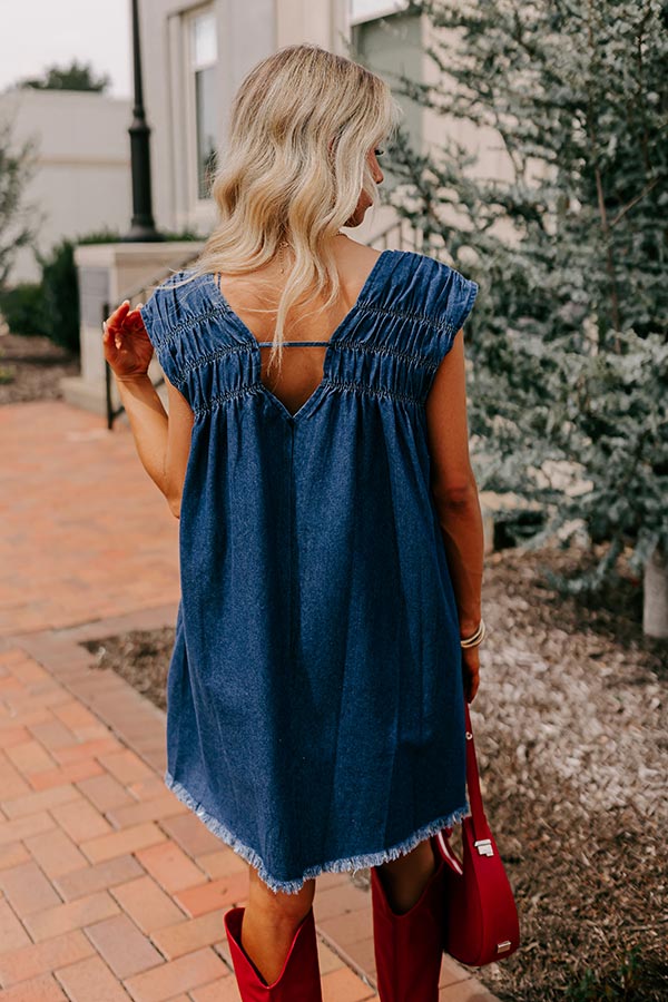 Hayride Honey Denim Mini Dress in Dark Wash Image - 4