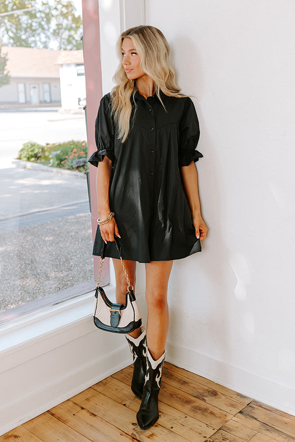Mimosa Social Hour Button Down Mini Dress in Black Image - 1