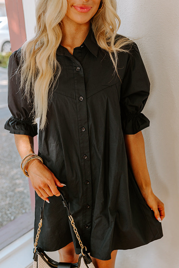 Mimosa Social Hour Button Down Mini Dress in Black Image - 3