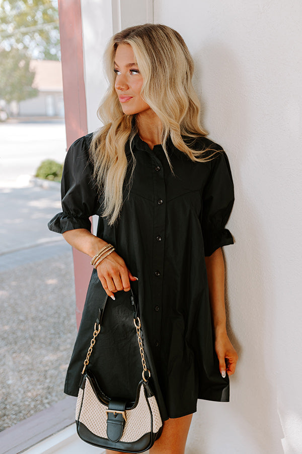 Mimosa Social Hour Button Down Mini Dress in Black Image - 2
