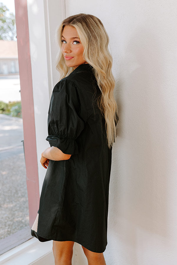 Mimosa Social Hour Button Down Mini Dress in Black Image - 4