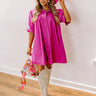 Mimosa Social Hour Button Down Mini Dress in Fuchsia Image - 1