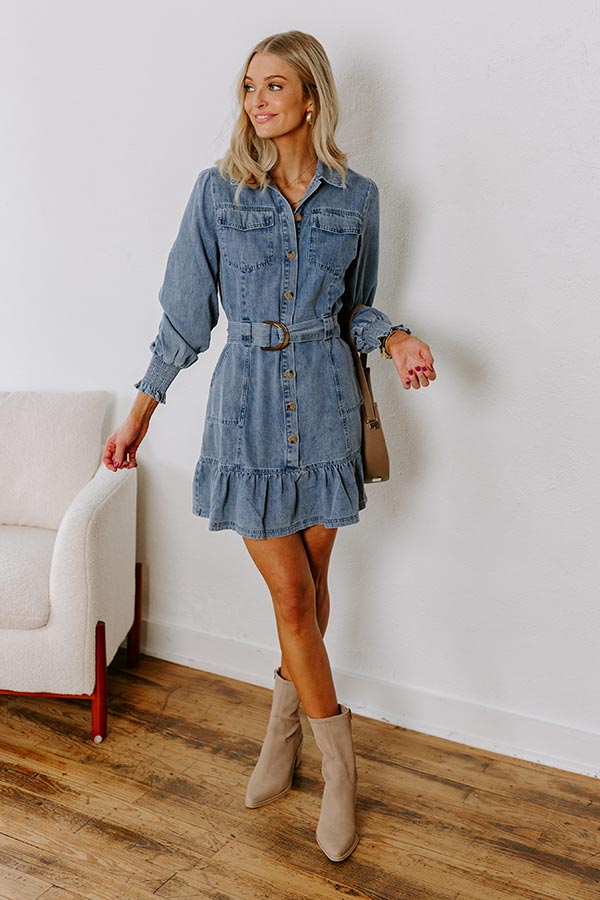 Cappuccino Please Denim Mini Dress Image - 1